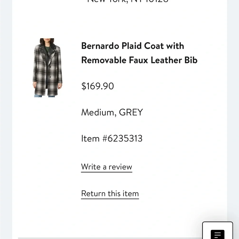 Plaid Coat with Removable Faux Leather bib - Picture 5 of 12